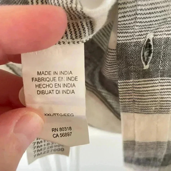 Lucky Brand Men’s Gray & White Striped Linen Shirt SZ XXL - Picture 5 of 8